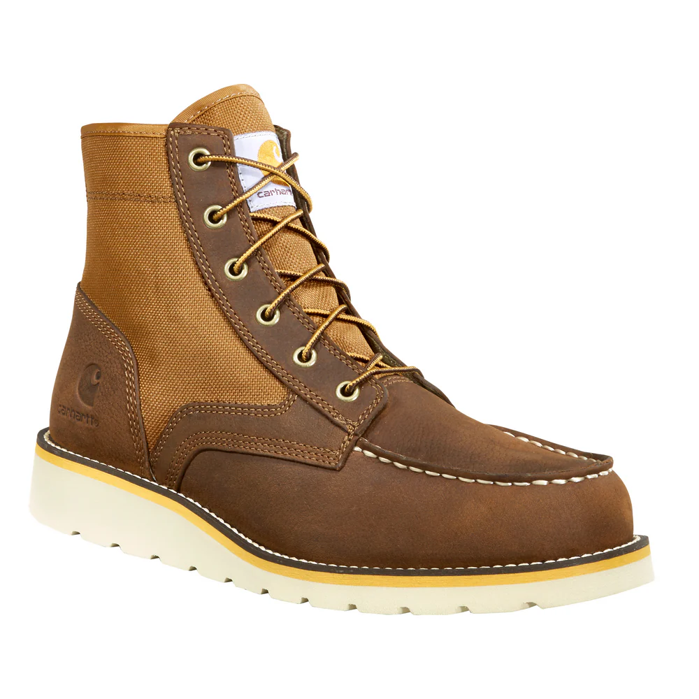 6-INCH NON-SAFETY MOC TOE WEDGE BOOT - BRN-Brown Leather And Tan Duck | Carhartt FW6035-M - Image 2