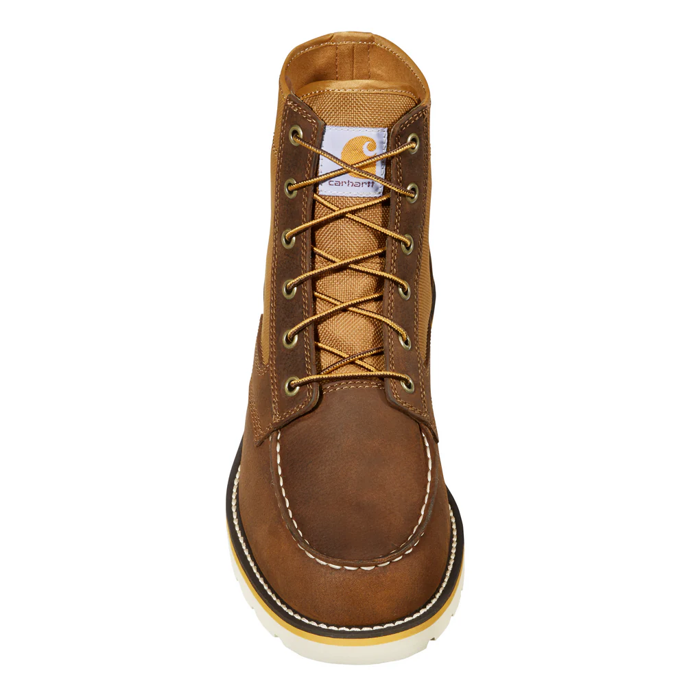 6-INCH NON-SAFETY MOC TOE WEDGE BOOT - BRN-Brown Leather And Tan Duck | Carhartt FW6035-M - Image 4