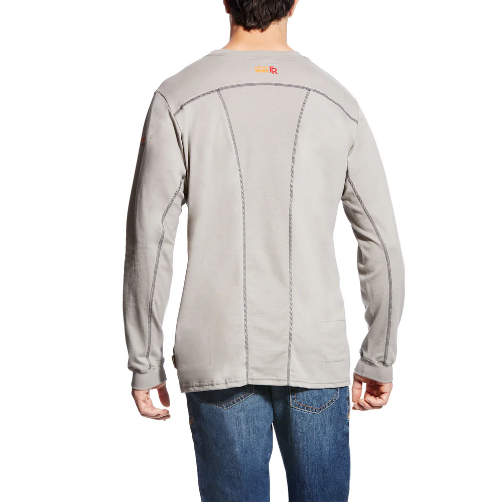 AC FR CREW LONG SLEEVE T-SHIRT - 020-Gray | Ariat 10019015 - Image 2