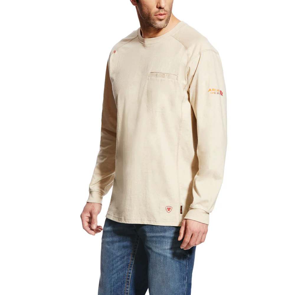 AIR CREW LONG SLEEVE FR T-SHIRT - 250-Beige/Khaki | Ariat 10022328