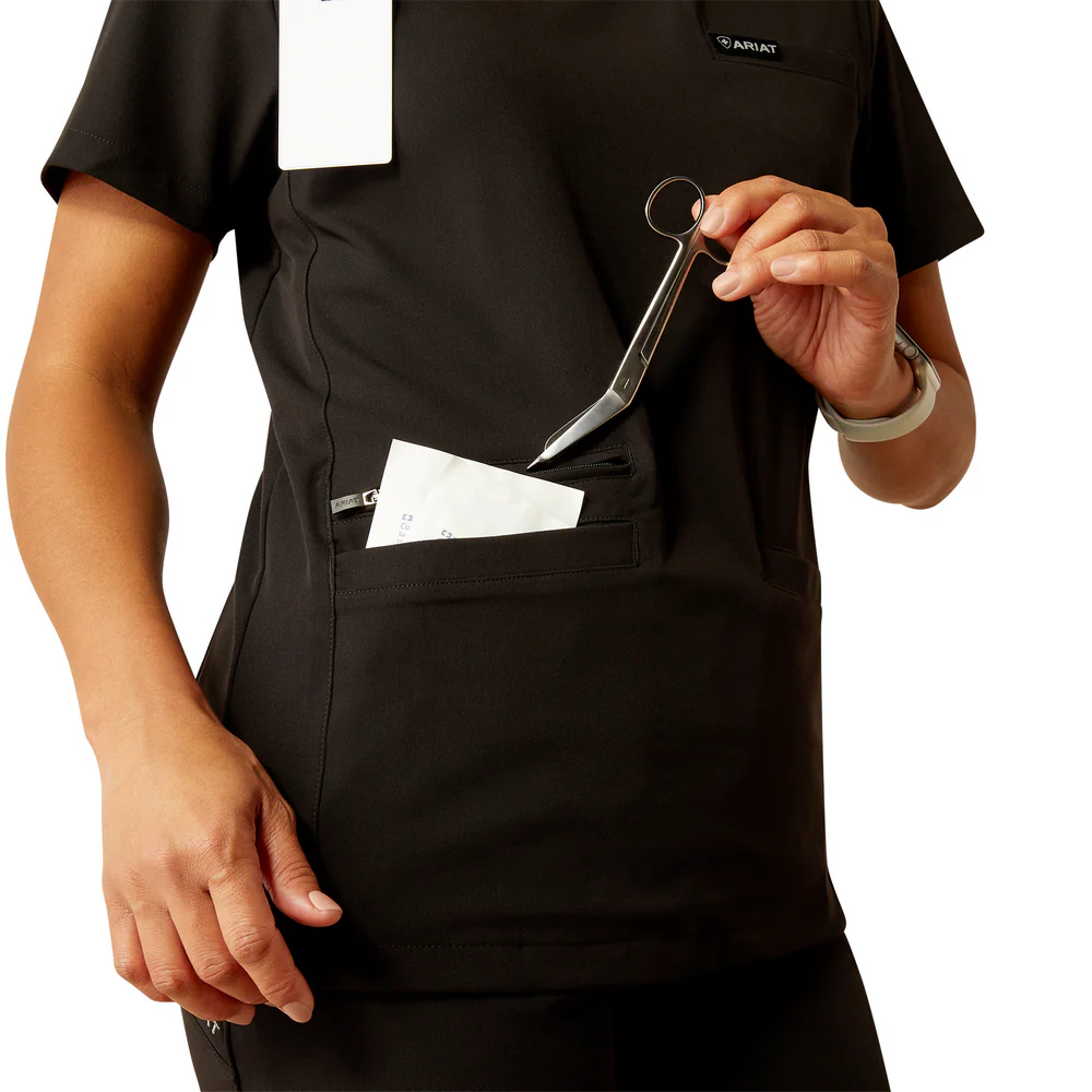 Clara 6 Pocket Scrub Top - 001-Black | Ariat 10039716 - Image 3