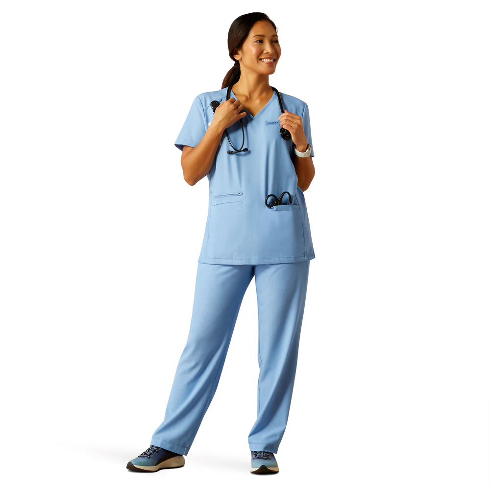 Clara 6 Pocket Scrub Top - 400-Light Blue Heather | Ariat 10039714 - Image 10