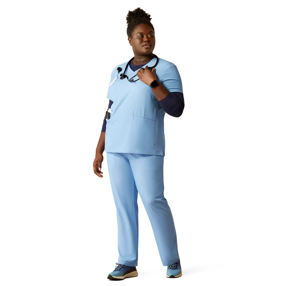Clara 6 Pocket Scrub Top - 400-Light Blue Heather | Ariat 10039714 - Image 11