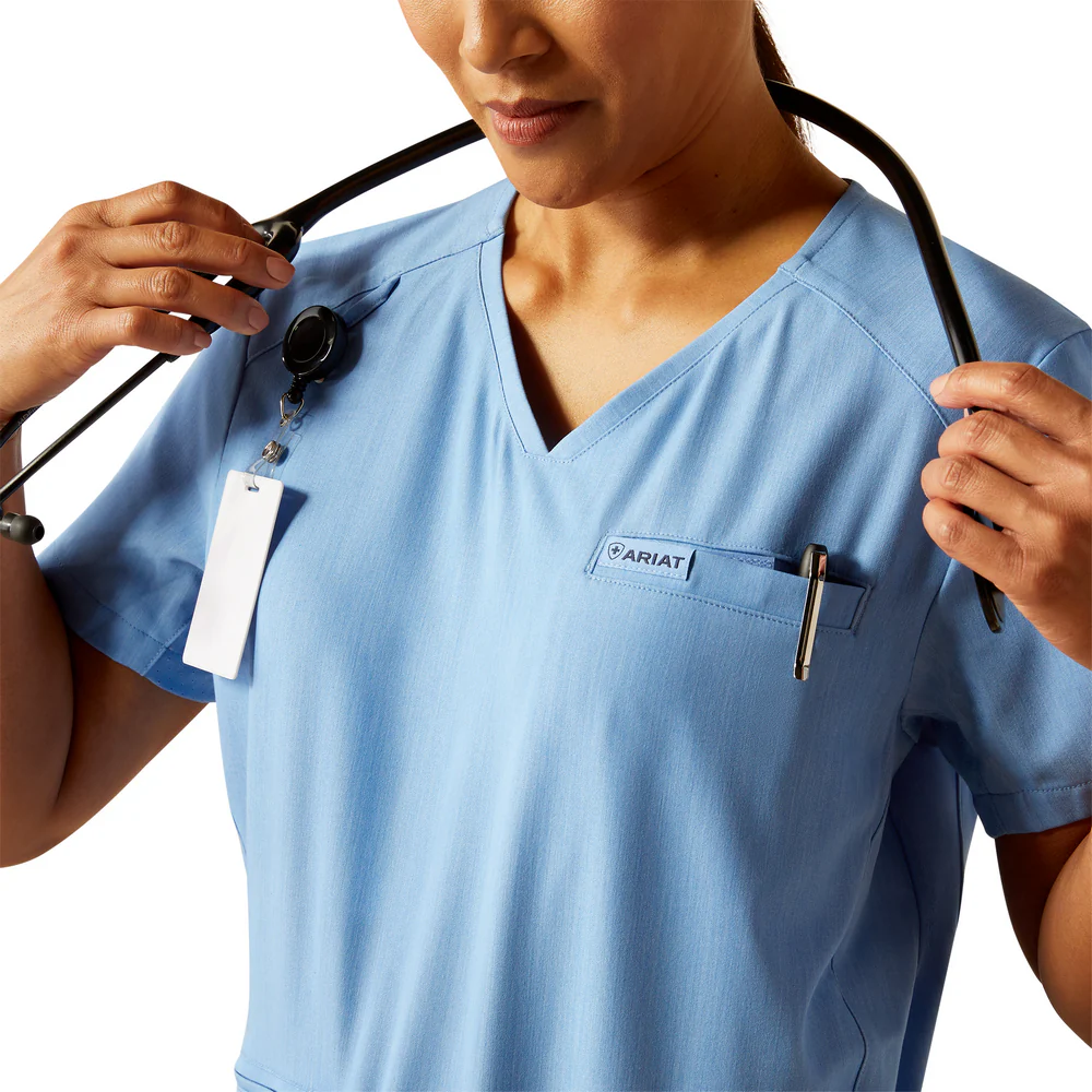 Clara 6 Pocket Scrub Top - 400-Light Blue Heather | Ariat 10039714 - Image 3