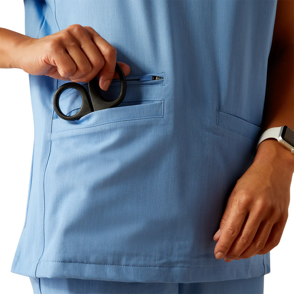Clara 6 Pocket Scrub Top - 400-Light Blue Heather | Ariat 10039714 - Image 4