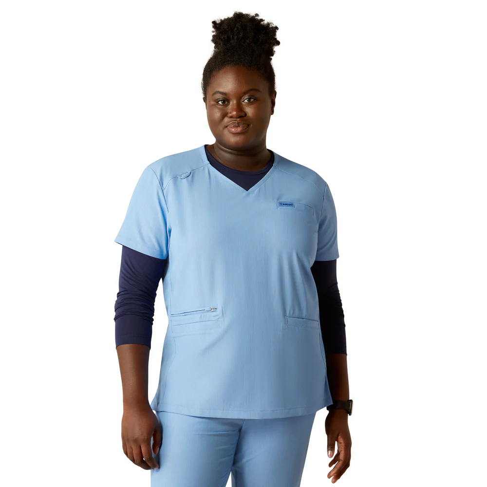 Clara 6 Pocket Scrub Top - 400-Light Blue Heather | Ariat 10039714 - Image 9