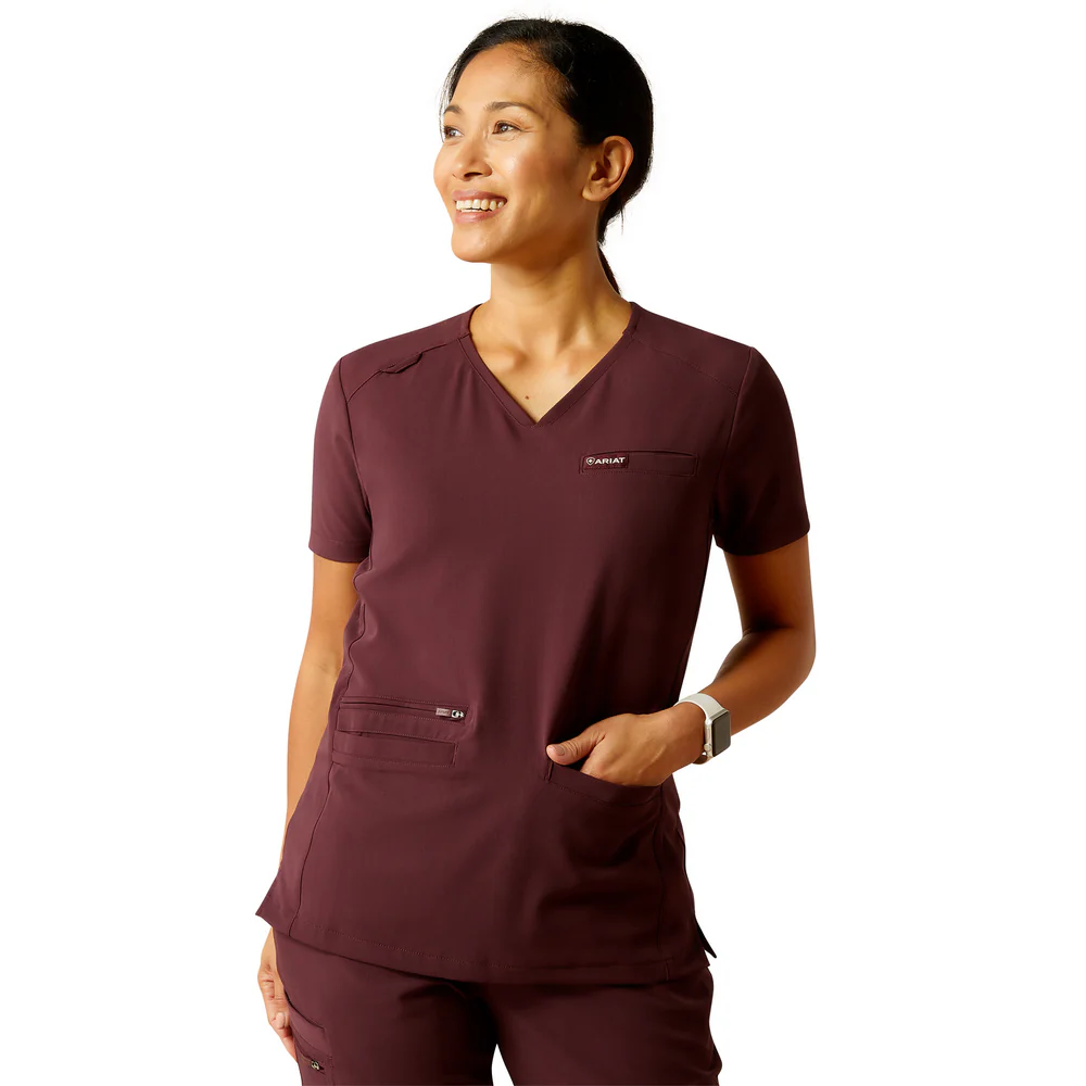 Clara 6 Pocket Scrub Top - 600-Winetasting | Ariat 10039713 - Image 7