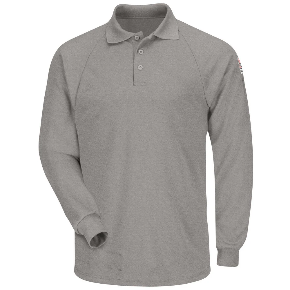CLASSIC LIGHTWEIGHT FR LONG SLEEVE POLO - GY-Grey | Bulwark SMP2