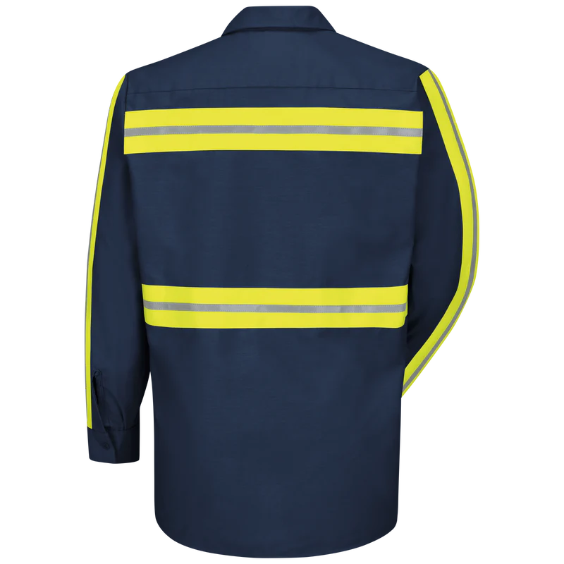 Enhanced Vis Mns Ls Nv Workshirt - EN Enhanced Vis Navy | SP14EN - Image 2
