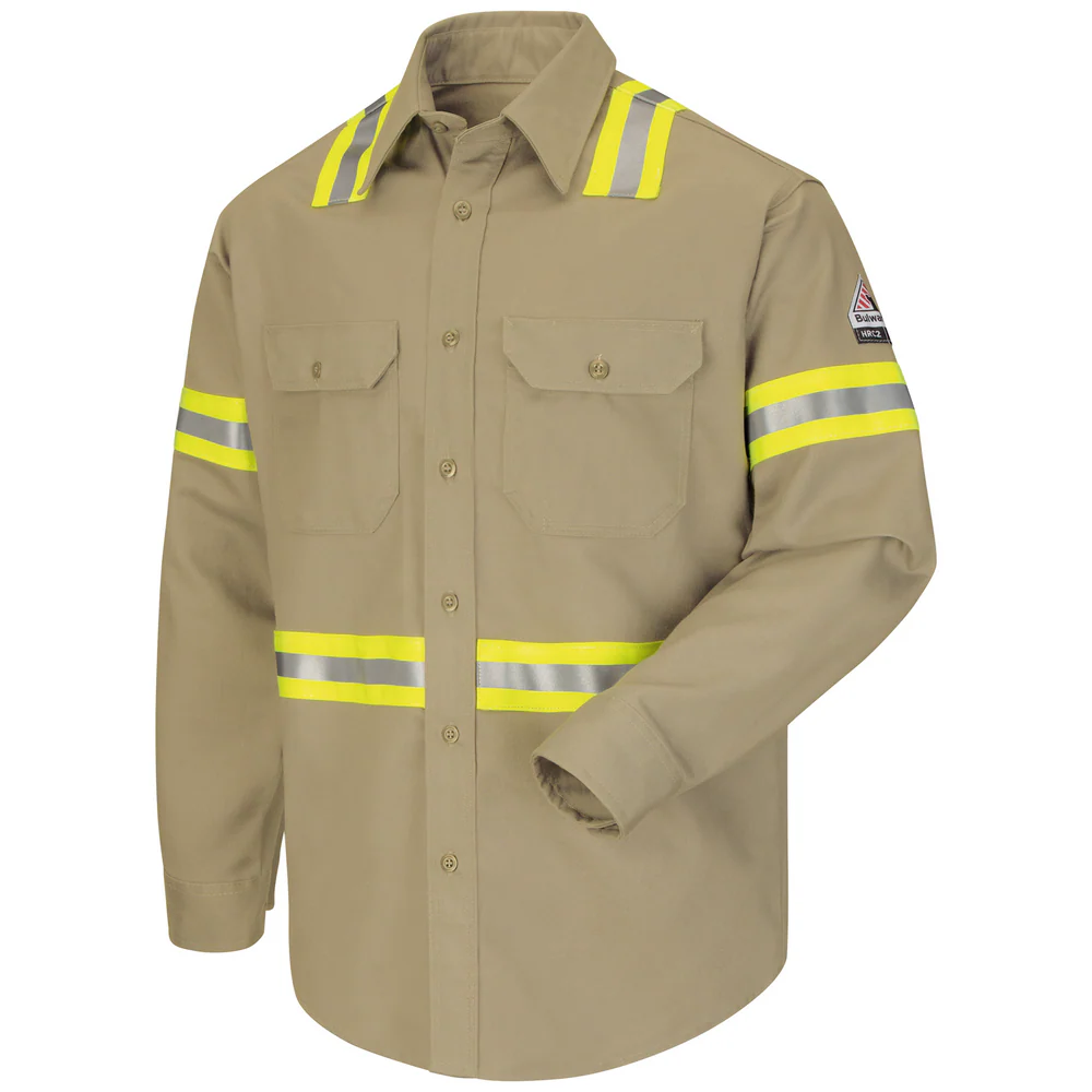 ENHANCED VISIBILITY FR UNIFORM MIDWEIGHT SHIRT - KH-Khaki | Bulwark SLDT