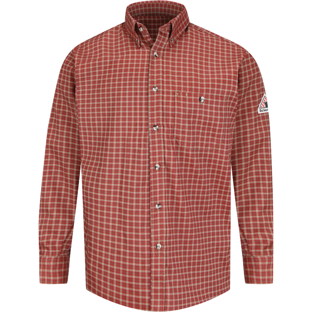 EXCEL FR PLAID DRESS SHIRT - RK-Red Khaki Plaid | Bulwark SLG8