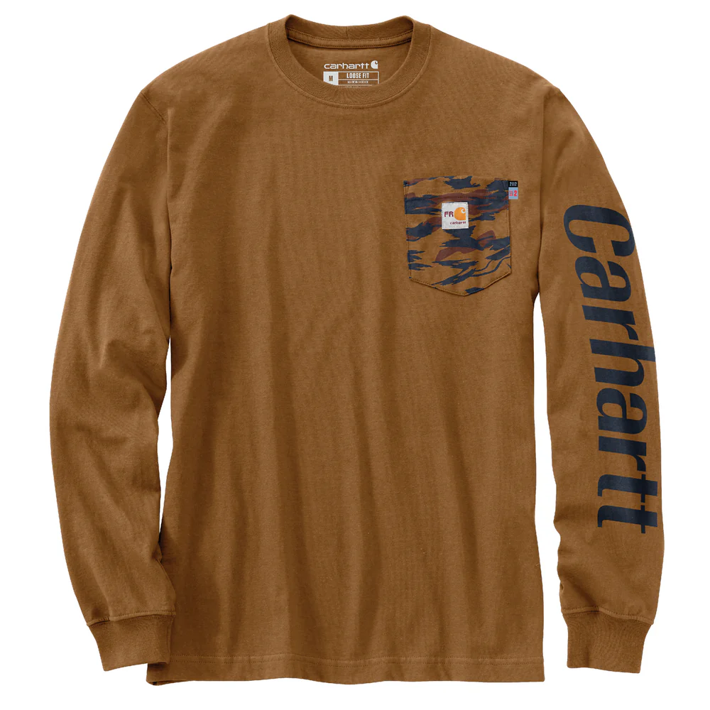 Flame Resistant Force Loose Fit Lightweight Camo Graphic T-Shirt - B00-Oiled Walnut Heather | Carhartt 106617