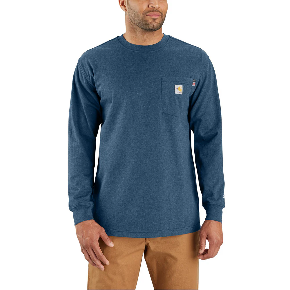 Flame Resistant Force Loose Fit Lightweight Long-Sleeve Bandana Graphic T-Shirt - I18-Dark Blue Heather | Carhartt 106935 - Image 2