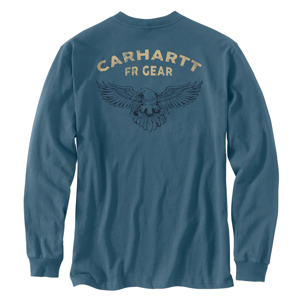 Flame Resistant Force Loose Fit Long-Sleeve Lightweight Eagle Graphic T-Shirt - HK8-Storm Blue | Carhartt 106800
