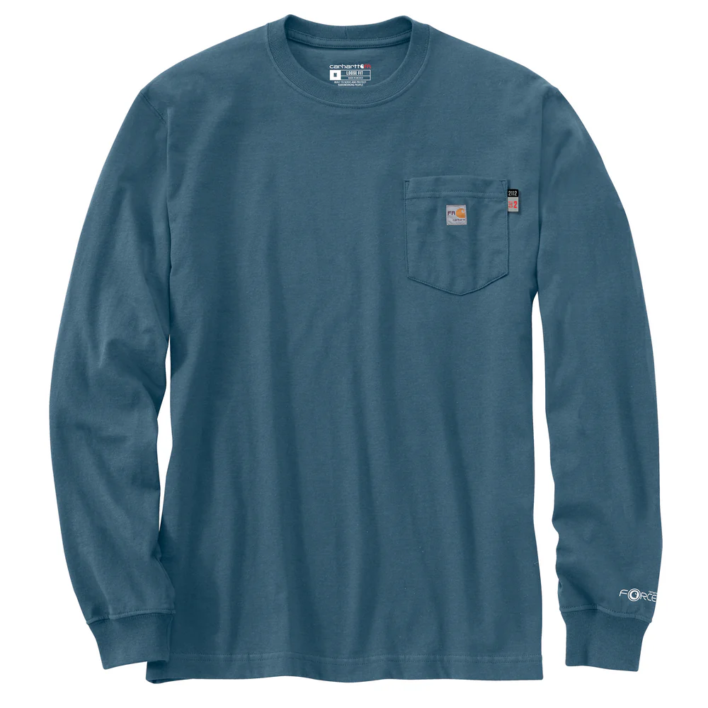 Flame Resistant Force Loose Fit Long-Sleeve Lightweight Eagle Graphic T-Shirt - HK8-Storm Blue | Carhartt 106800 - Image 2