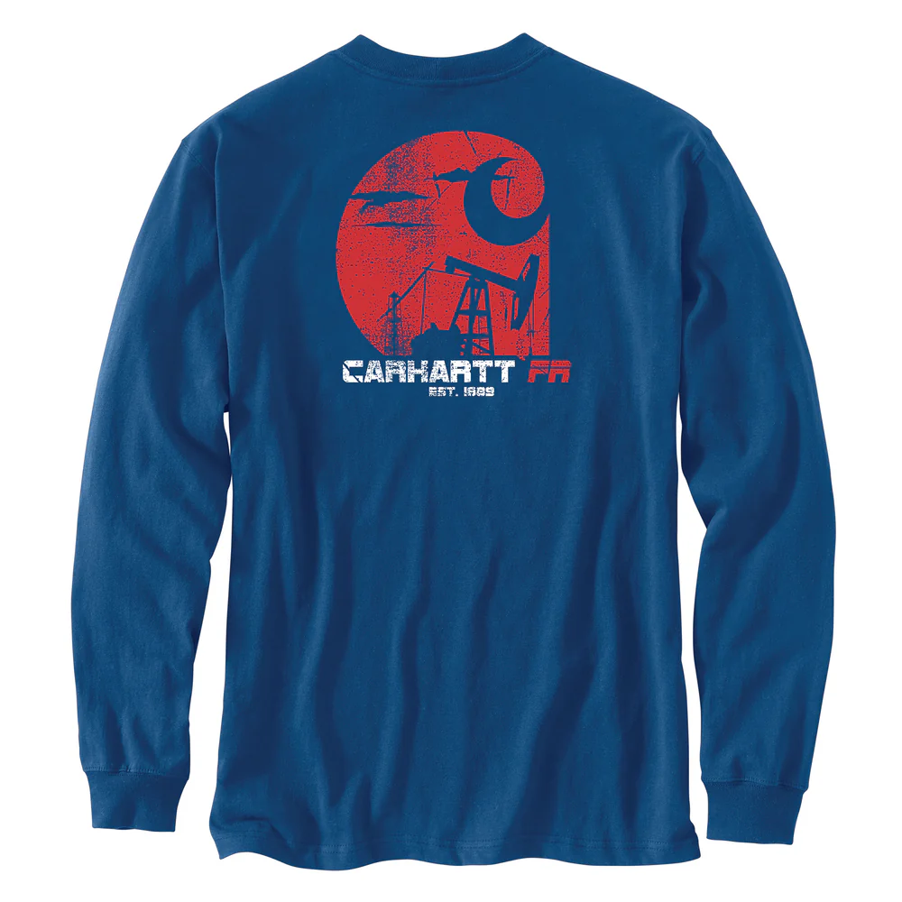 Flame Resistant Force Loose Fit Long-Sleeve Lightweight Oil Rig Graphic T-Shirt - H75-Lakeshore | Carhartt 106897