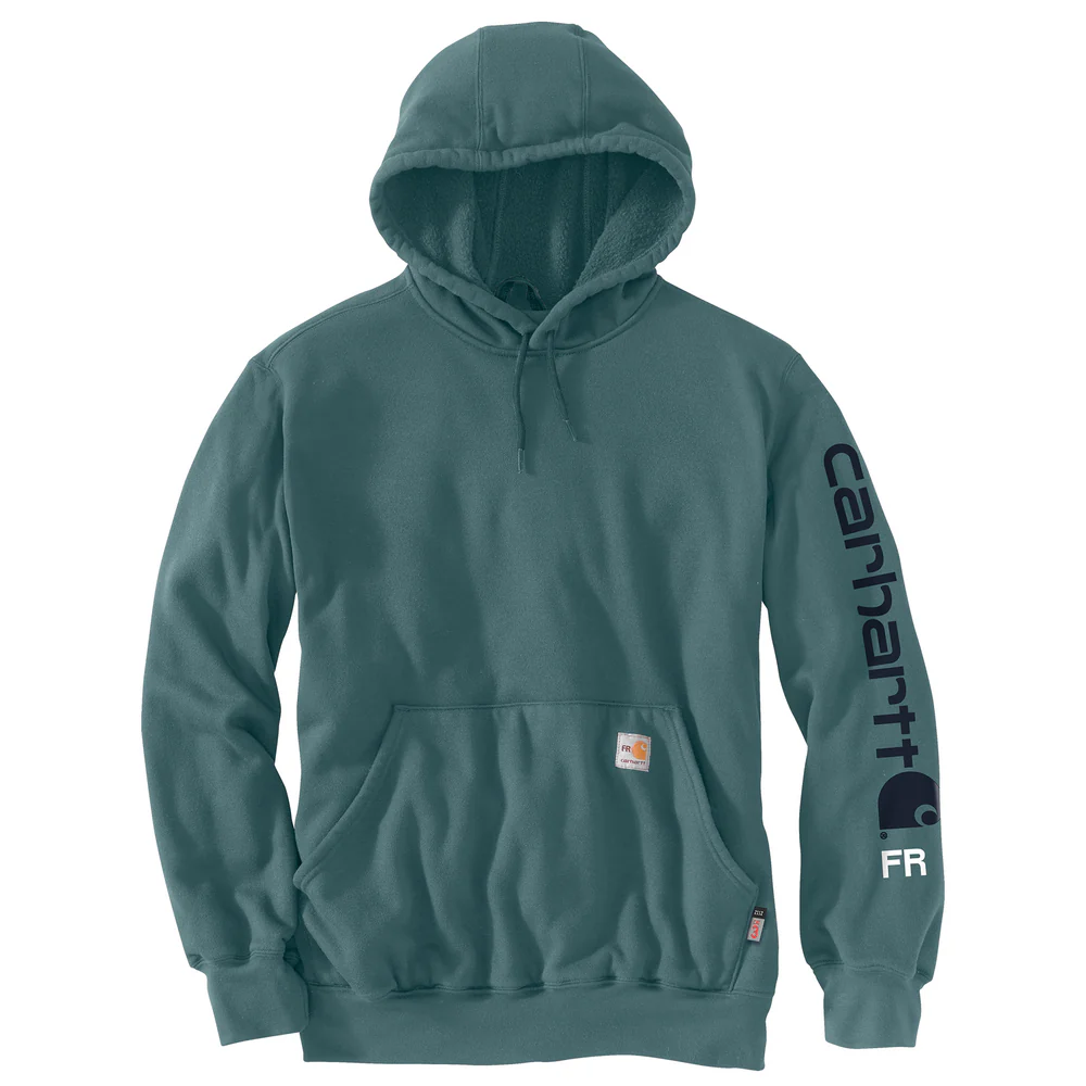 Flame Resistant Force Loose Fit Midweight Logo Sleeve Graphic Sweatshirt - GE0-Sea Pine | Carhartt 104505 - Image 2