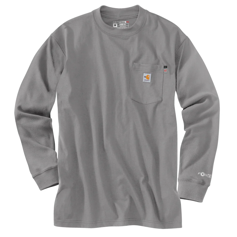 Flame Resistant Force Loose Fit Midweight Long-Sleeve Pocket T-Shirt - APH-Asphalt | Carhartt 100235 - Image 4