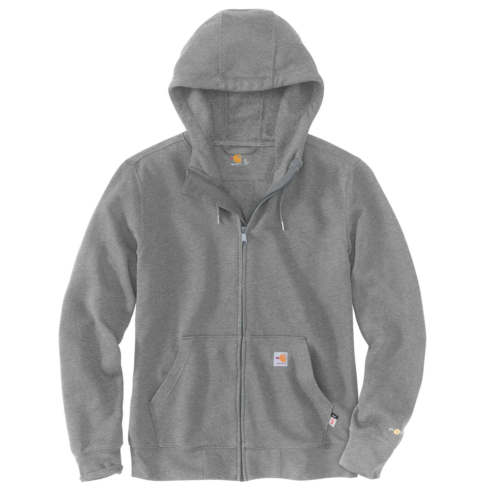 Flame Resistant Force Relaxed Fit Midweight Zip-Front Sweatshirt - 020-Granite Heather | Carhartt 105284