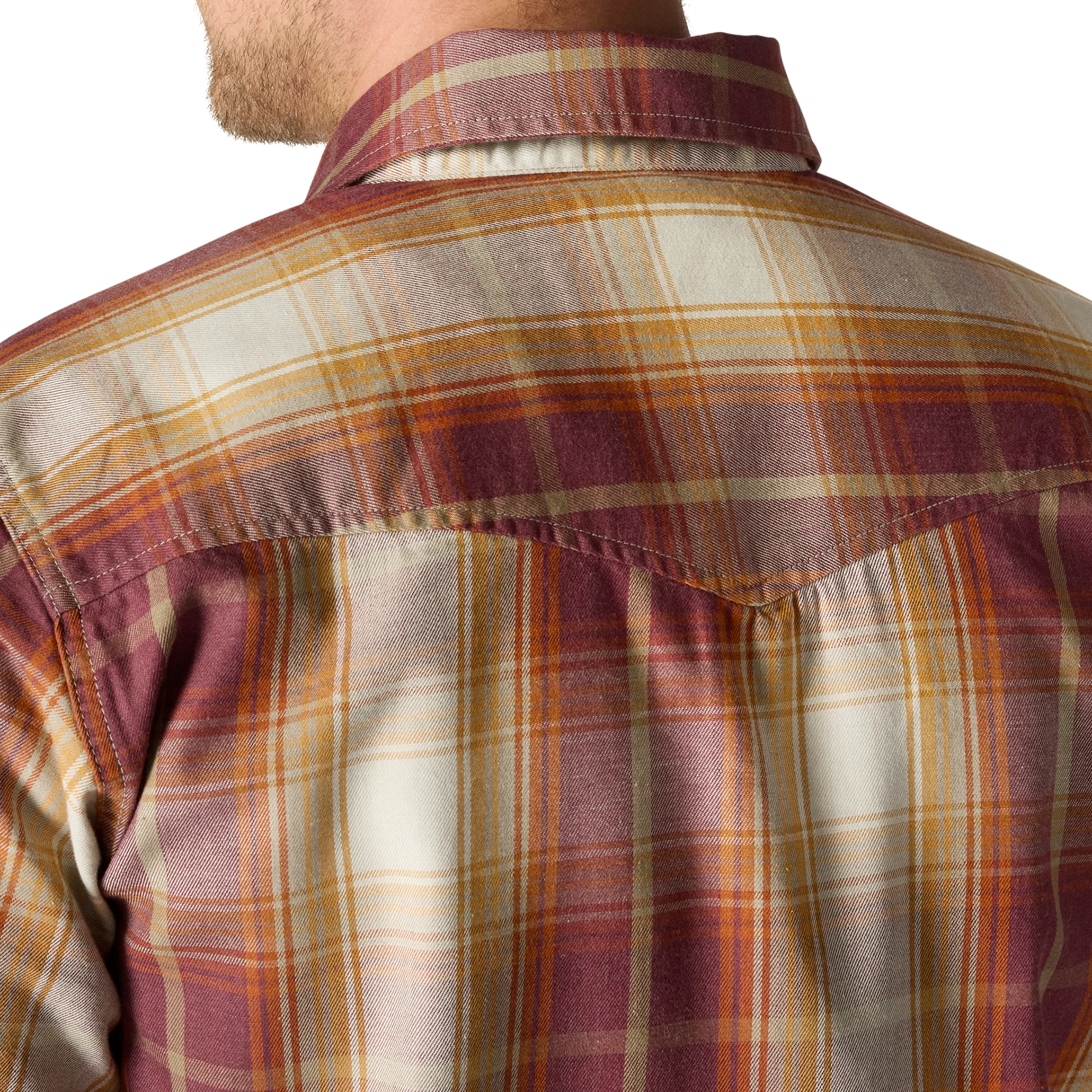 Flame Resistant Montana Relaxed Fit Midweight Twill Snap Front Plaid Shirt - RD8-Port/Carhartt Gold | Carhartt 107070 - Image 3