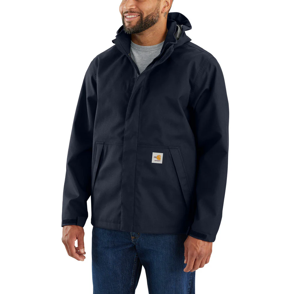 Flame Resistant Storm Defender Loose Fit Lightweight Jacket - I26-Navy | Carhartt 105775 - Image 3