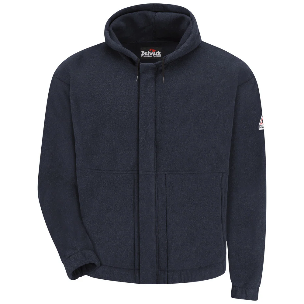 FLEECE FR ZIP-FRONT HOODED SWEATSHIRT - NV-Navy | Bulwark SMH6