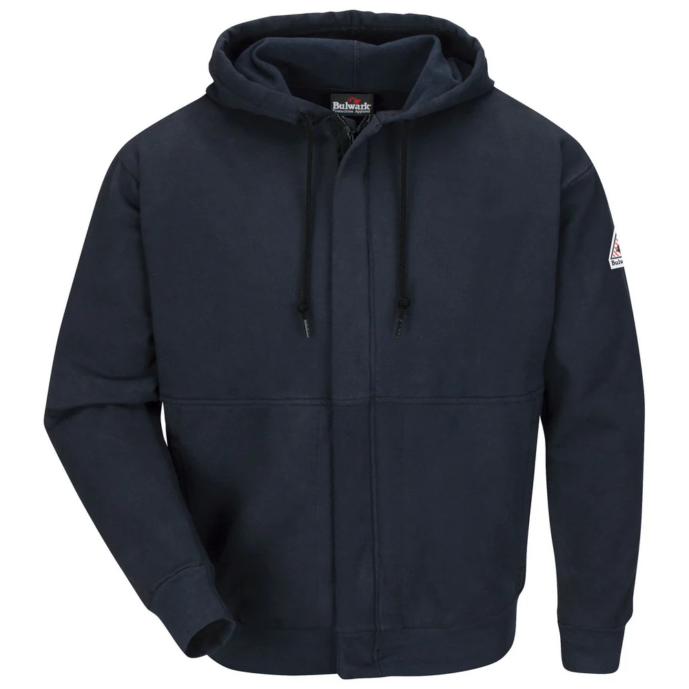 FLEECE FR ZIP-FRONT WITH HOOD - NV-Navy | Bulwark SEH4