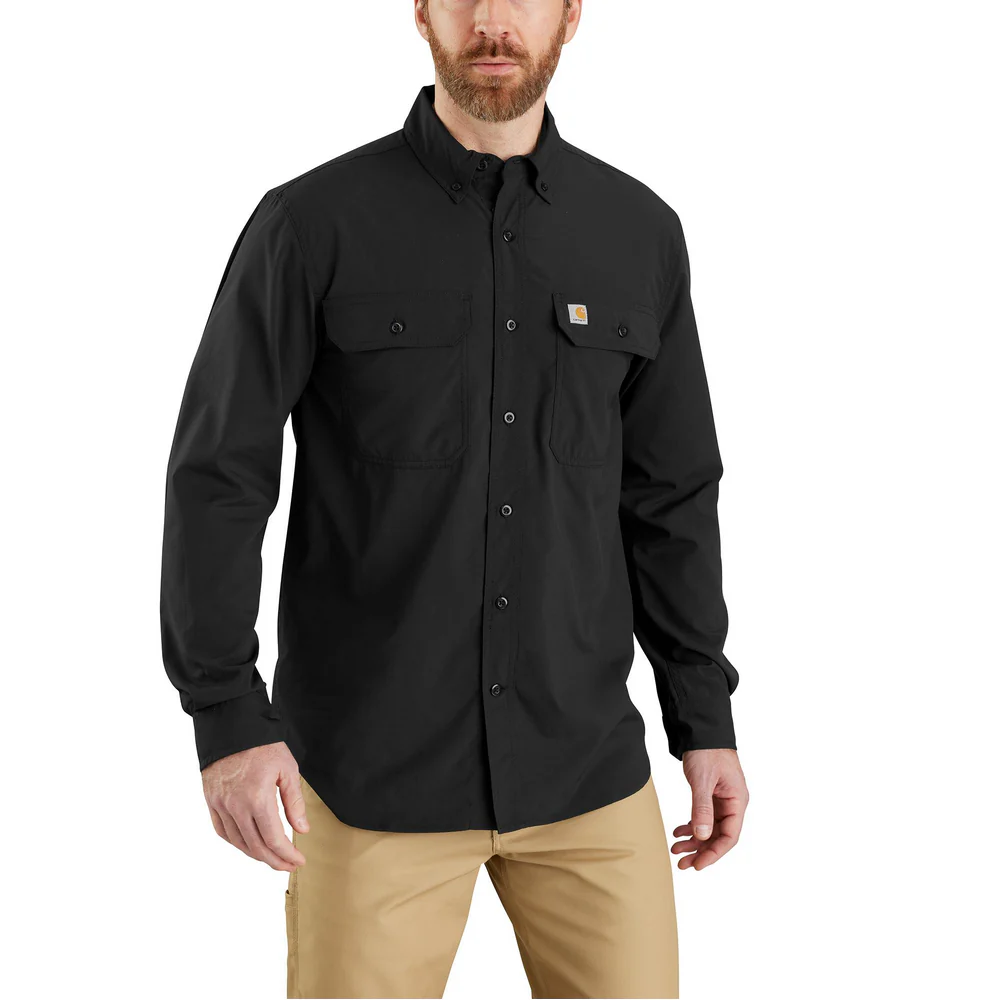 Force Relaxed Fit Lightweight Long- Sleeve Shirt - N04-Black | Carhartt 105291 - Image 2