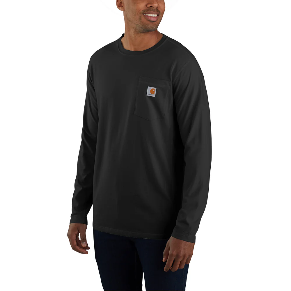 Force Relaxed Fit Midweight Long-Sleeve Pocket T-Shirt - N04-Black | Carhartt 106656