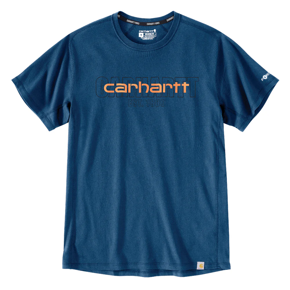Force Relaxed Fit Midweight Short-Sleeve Logo Graphic T-Shirt - 446-Light Huron Heather | Carhartt 106653 - Image 2