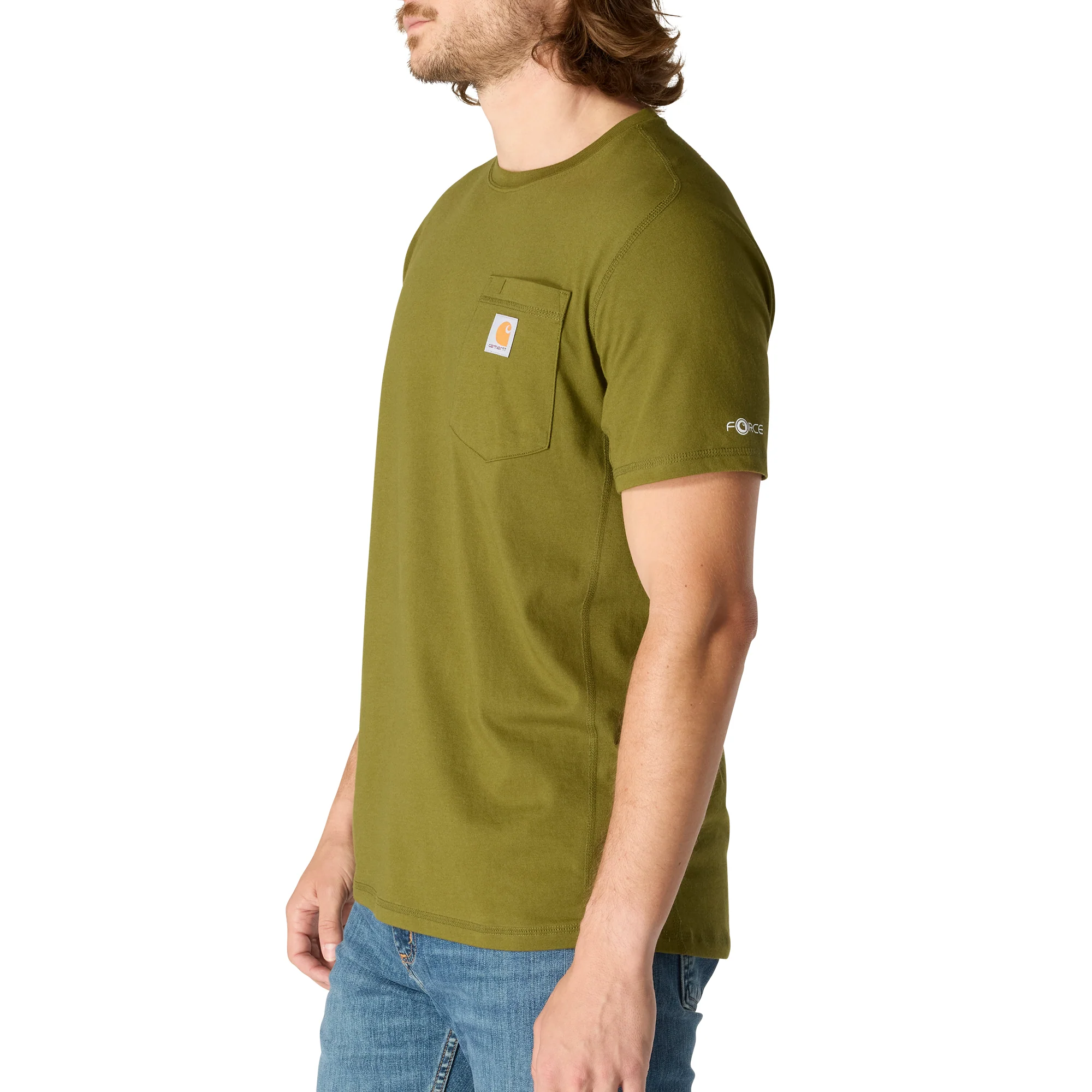Force Relaxed Fit Midweight Short-Sleeve Pocket T-Shirt - GL7-Dark Bronzed Green | Carhartt 106652 - Image 3