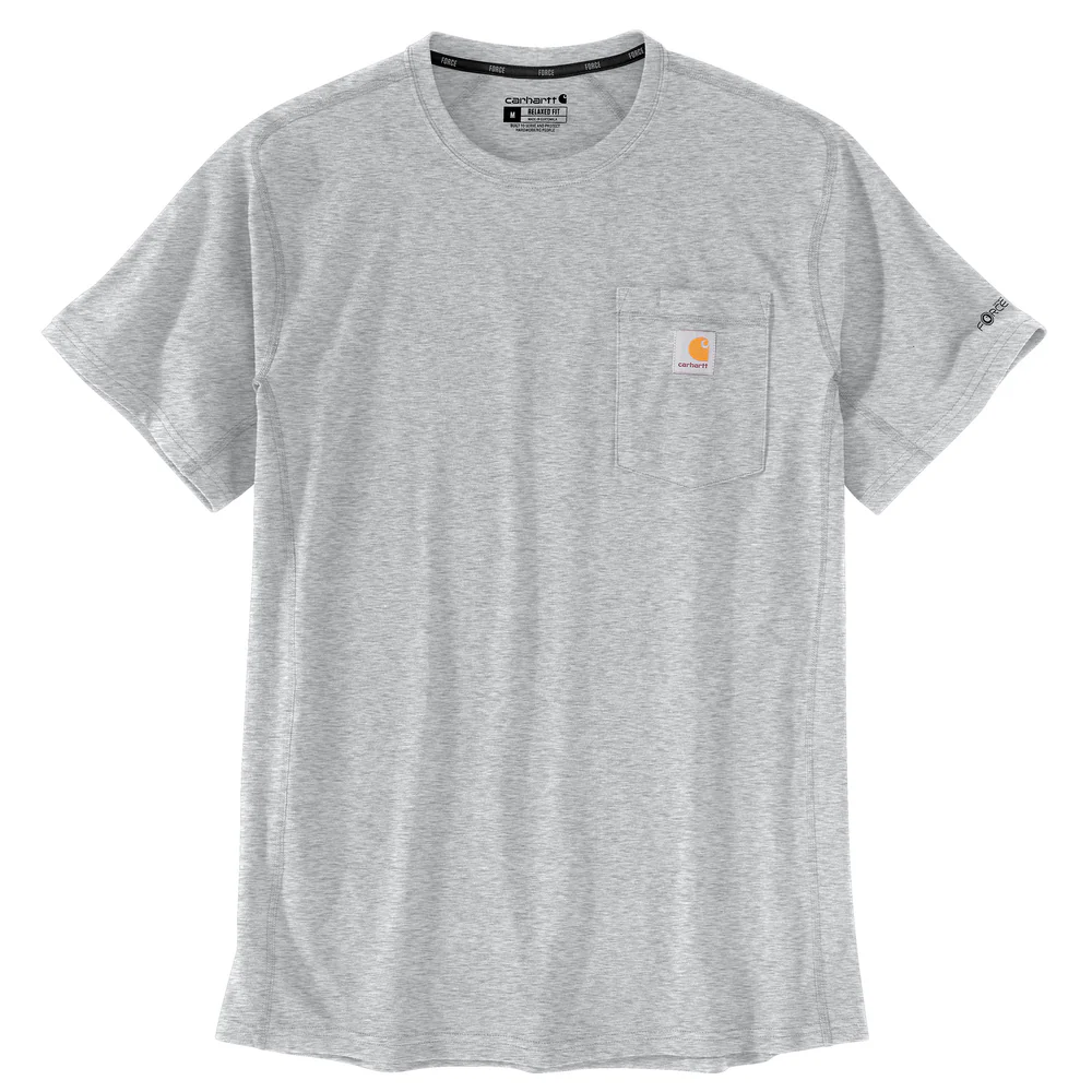 Force Relaxed Fit Midweight Short-Sleeve Pocket T-Shirt - HGY-Heather Grey | Carhartt 106652 - Image 2