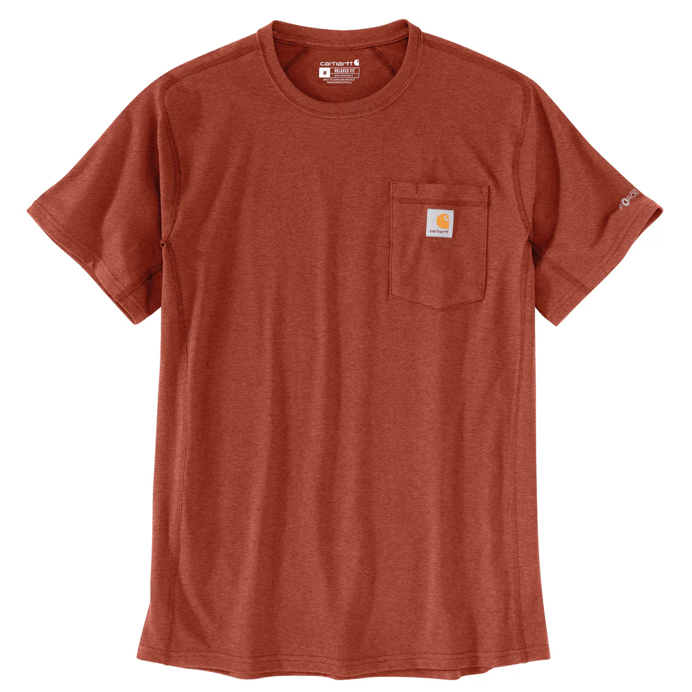 Force Relaxed Fit Midweight Short-Sleeve Pocket T-Shirt - RB6-Saddle Red Heather | Carhartt 106652 - Image 2