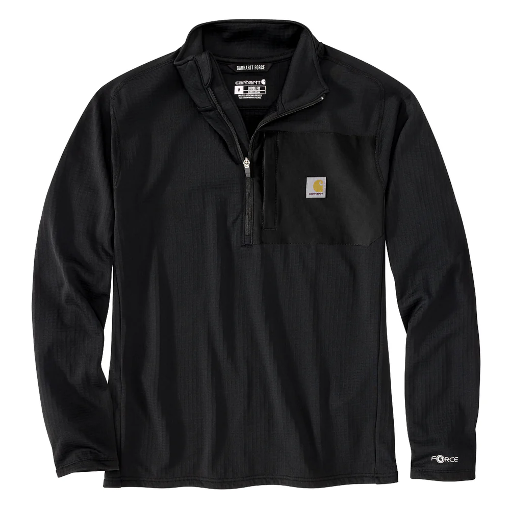 Force Relaxed Fit Mock Neck Half-Zip T-Shirt - N04-Black | Carhartt 106423