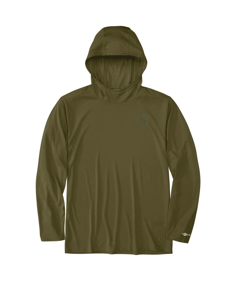 Force Sun Defender Lightweight Long-Sleeve Hooded Logo Graphic T-Shirt - GL8-Dark Bronzed Green Heather | Carhartt 106165