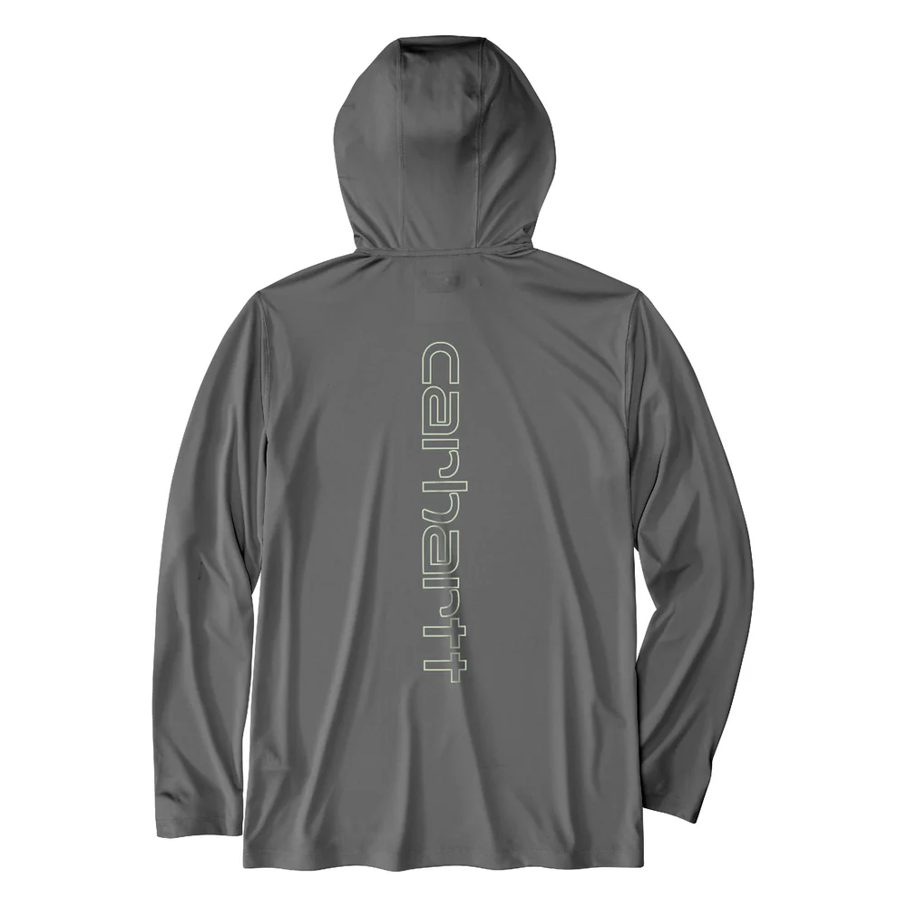 Force Sun Defender™ Lightweight Long-Sleeve Hooded Logo Graphic T-Shirt - STL-Steel | Carhartt 106165 - Image 2