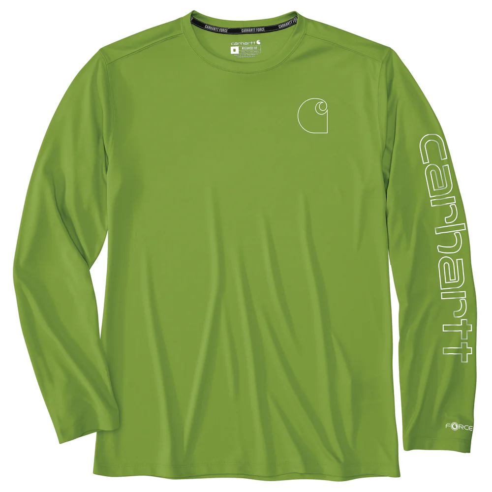 Force Sun Defender™ Lightweight Long-Sleeve Logo Graphic T-Shirt - GH2-Switchgrass | Carhartt 106164