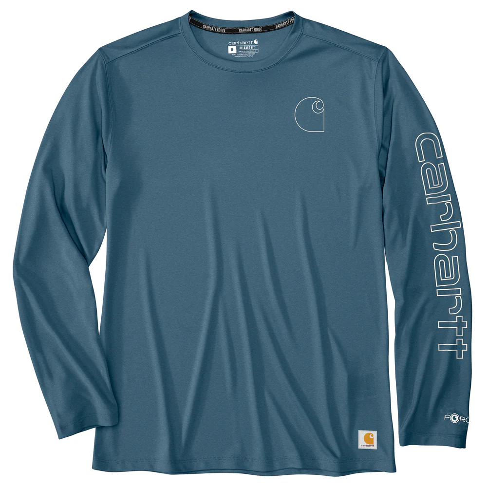 Force Sun Defender Lightweight Long-Sleeve Logo Graphic T-Shirt - HK9-Storm Blue Heather | Carhartt 106164 - Image 2