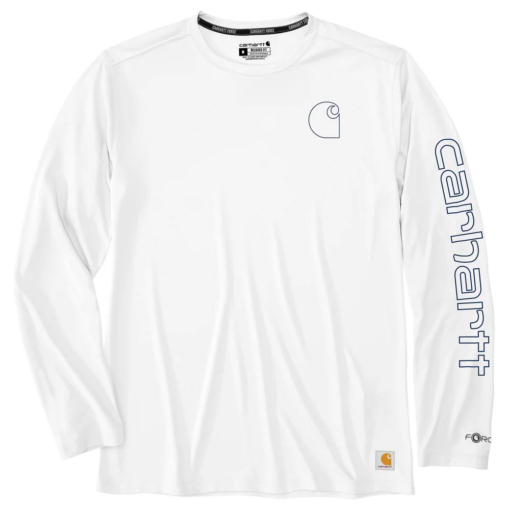 Force Sun Defender Lightweight Long-Sleeve Logo Graphic T-Shirt - W34-White-Navy | Carhartt 106164 - Image 2