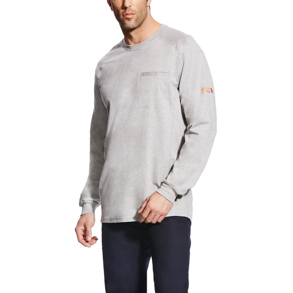 FR AIR CREW LONG SLEEVE T-SHIRT - 020-Gray | Ariat 10022329