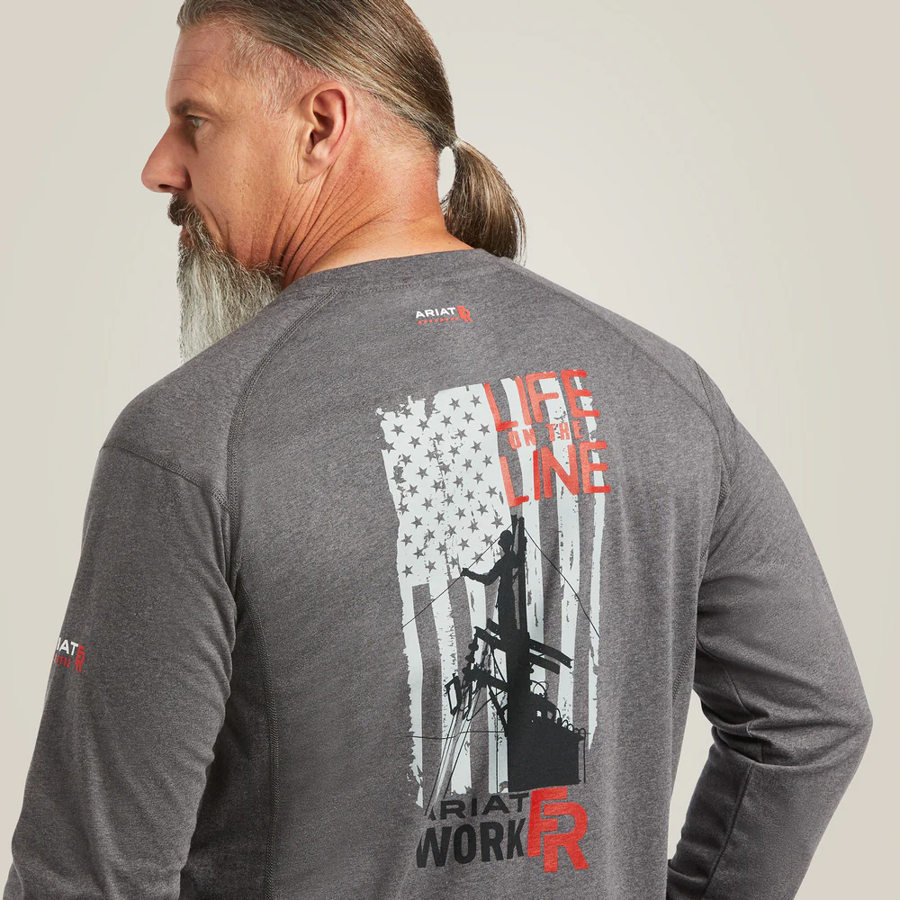 Fr Air Life On The Line Graphic Top - 010-Charcoal Heather | Ariat 10039429 - Image 2