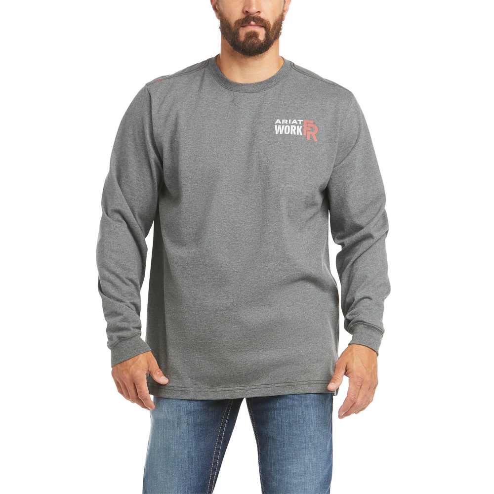 FR AMERICAN RAPTOR GRAPHIC LONG-SLEEVE T-SHIRT - 010-Charcoal | Ariat 10035425 - Image 2