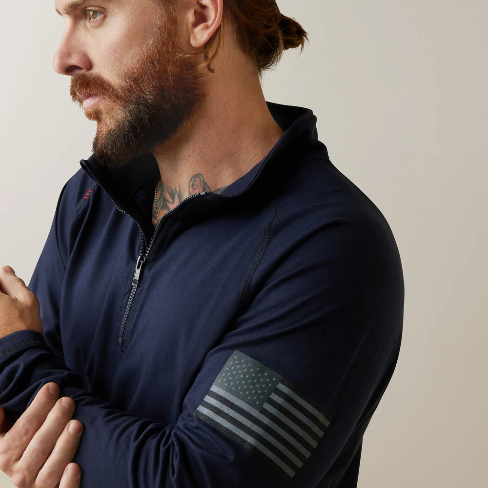 Fr Combat Stretch Patriot 1/4 Zip Work Shirt - 410-Navy | Ariat 10043565 - Image 3
