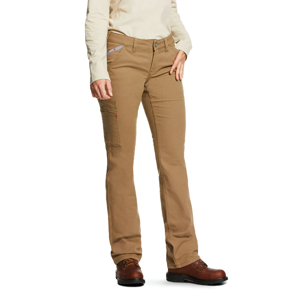 FR DURALIGHT STRETCH CANVAS STRAIGHT MID RISE PANT - 250-Beige/Khaki | Ariat 10030273