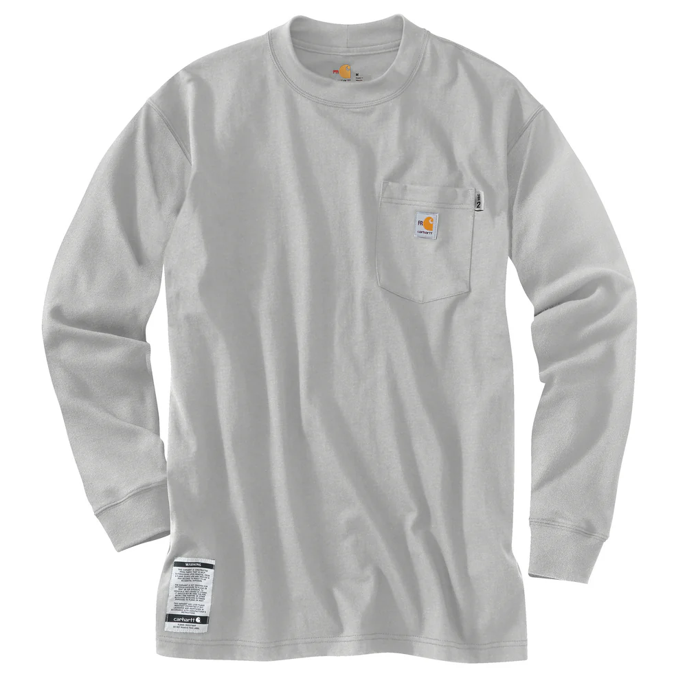 FR FORCE COTTON LONG SLEEVE T-SHIRT - 051-Light Gray | Carhartt 100235 - Image 2