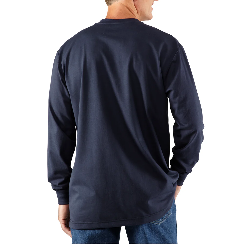 FR FORCE LONG SLEEVE COTTON HENLEY - 410-Dark Navy | Carhartt 100237 - Image 3