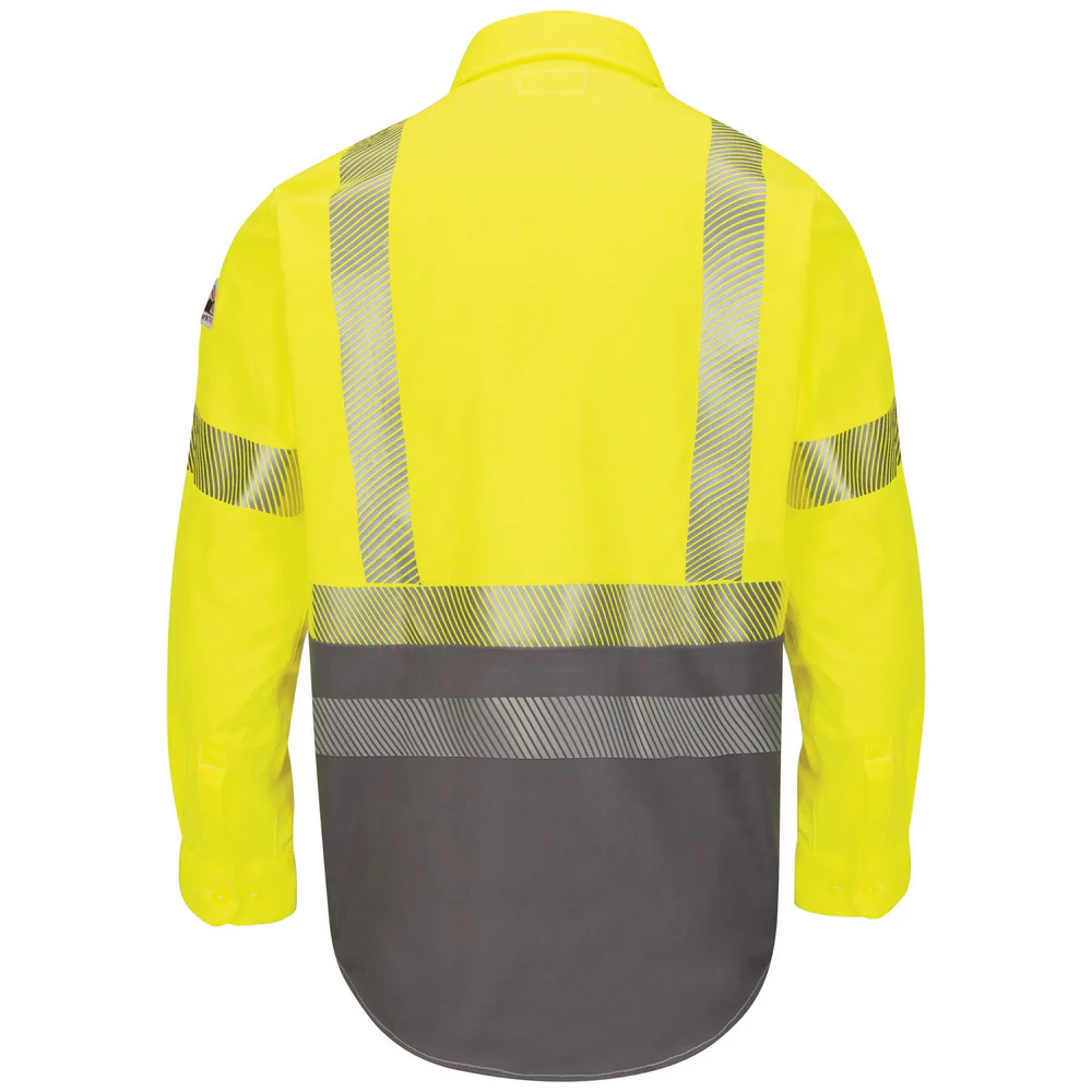 FR HI-VIS COLORBLOCK UNIFORM SHIRT - HG-Yellow Green | Bulwark SLB4 - Image 2