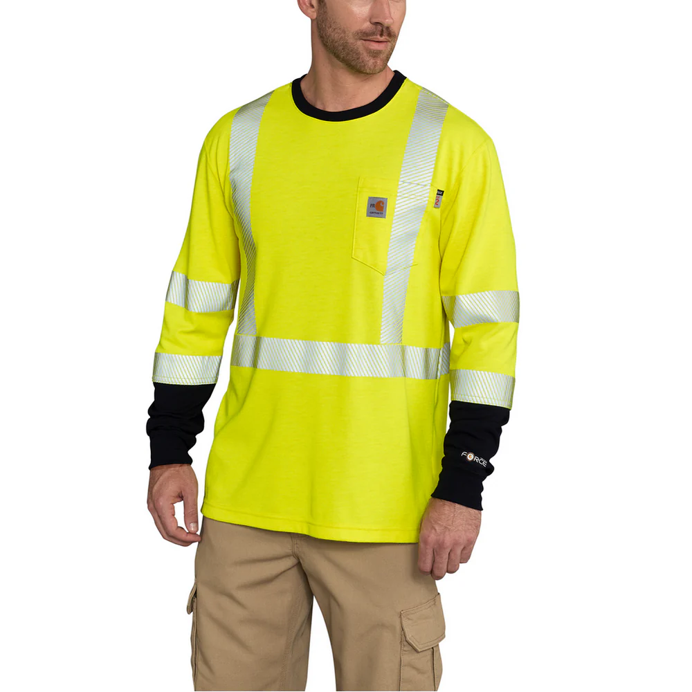 FR HIGH VIS FORCE LONG SLEEVE T-SHIRT - 323-Brite Lime | Carhartt 102905 - Image 3