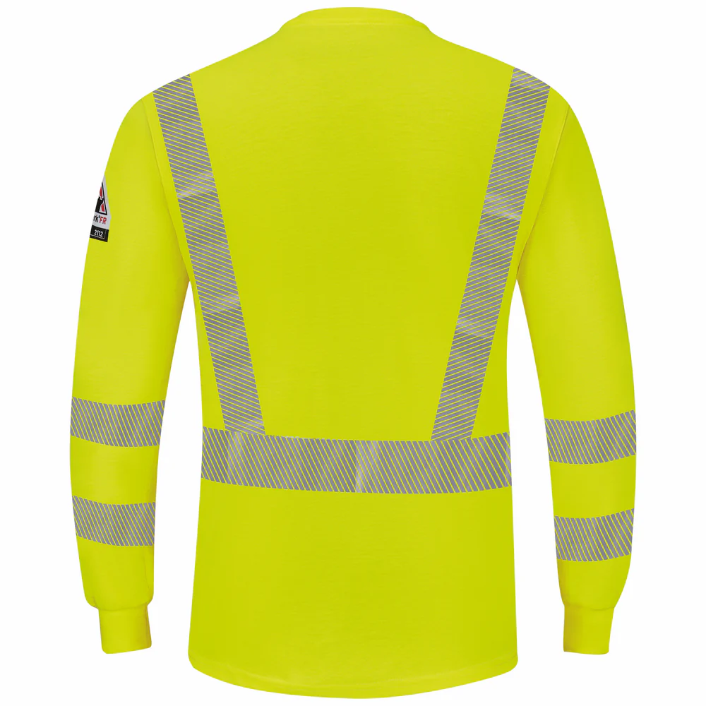 FR HIGH VISIBILITY LIGHTWEIGHT LONG SLEEVE HENLEY - HV-Yellow Green | Bulwark SML4 - Image 2