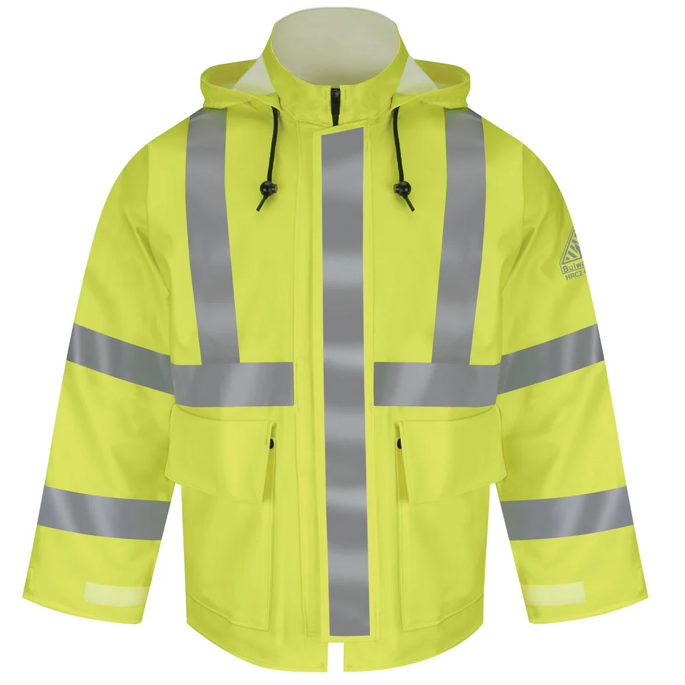 FR HIGH-VISIBILITY RAIN JACKET - YE-Yellow Green | Bulwark JXN4